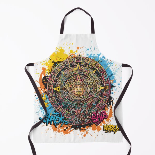 Item preview, Aztec Calendar Graffiti Art Print – Vibrant Street Art Sun Stone Mandala | Colorful Urban Wall Decor designed and sold by R-B-Colors.