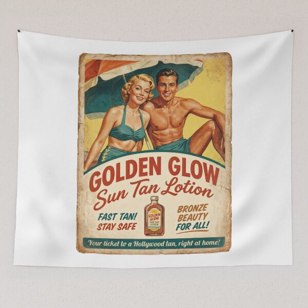 Item preview, Golden Glow Vintage: Your Ticket to a Hollywood Tan designed and sold by ForeverPrintsOK.