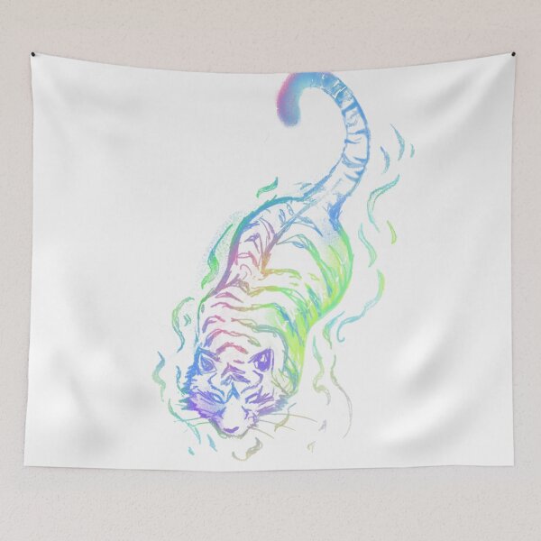 Item preview, Neon Swimming Tiger With Swirls designed and sold by afireArts.