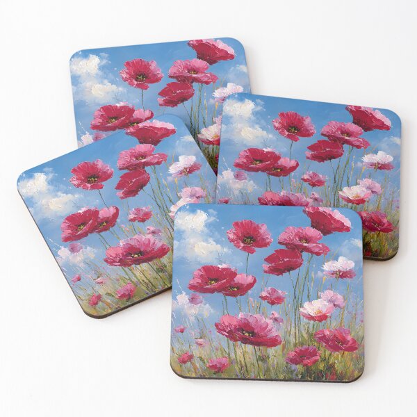 Item preview, Delicate Soft Red Poppies Under Bright Blue Sky designed and sold by daila70.