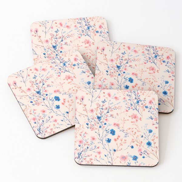 Item preview, Delicate Blush Blue Floral Seamless Pattern designed and sold by BonaDesignsArt.
