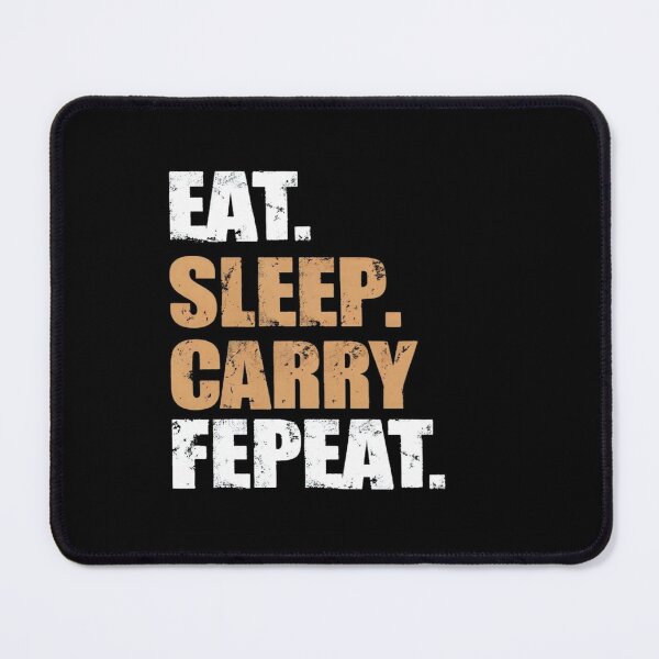 Item preview, Eat Sleep Carry Repeat – Bold Motivational Gaming Quote in Distressed Typography on Black Background designed and sold by Bright Nest Studio.