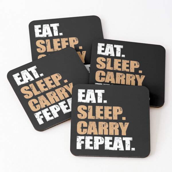 Item preview, Eat Sleep Carry Repeat – Bold Motivational Gaming Quote in Distressed Typography on Black Background designed and sold by Bright Nest Studio.