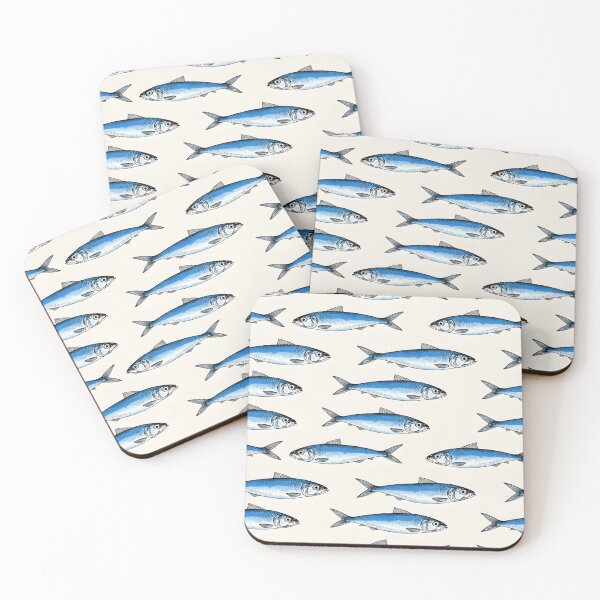 Item preview, BLUE SARDINES WALLPAPER PATTERN designed and sold by infinitearte.