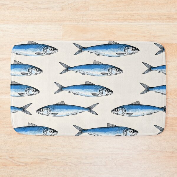 Item preview, BLUE SARDINES WALLPAPER PATTERN designed and sold by infinitearte.