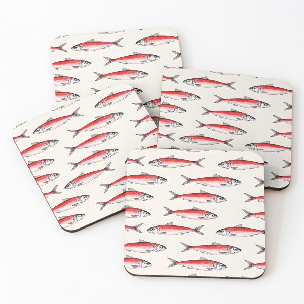 Item preview, RED SARDINES WALLPAPER PATTERN designed and sold by infinitearte.