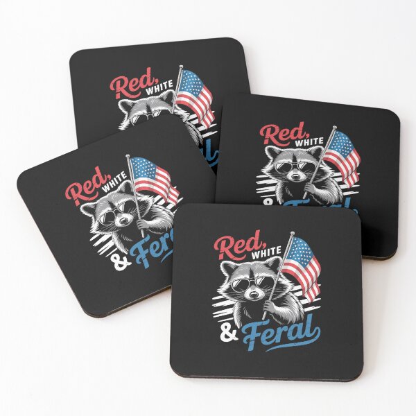 Item preview, Red White And Feral Racoon 4Th Of July designed and sold by johnertullio.