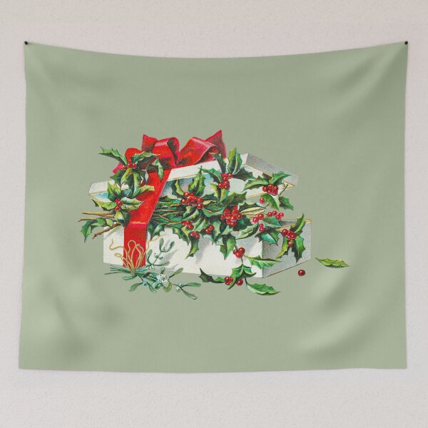 Item preview, Vintage Holly Gift Box Christmas Art designed and sold by AzizamWorks.