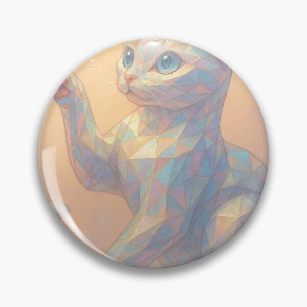 Item preview, Crystal Cat & Butterfly – Pastel Faceted Fantasy Art designed and sold by LovelyCatGalaxy.
