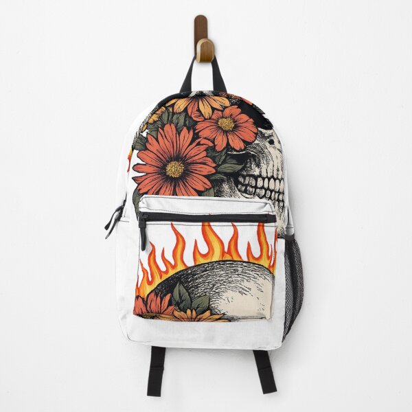 Item preview, Rebellious Skull Wrapped in Fiery Flowers designed and sold by VivaThread.