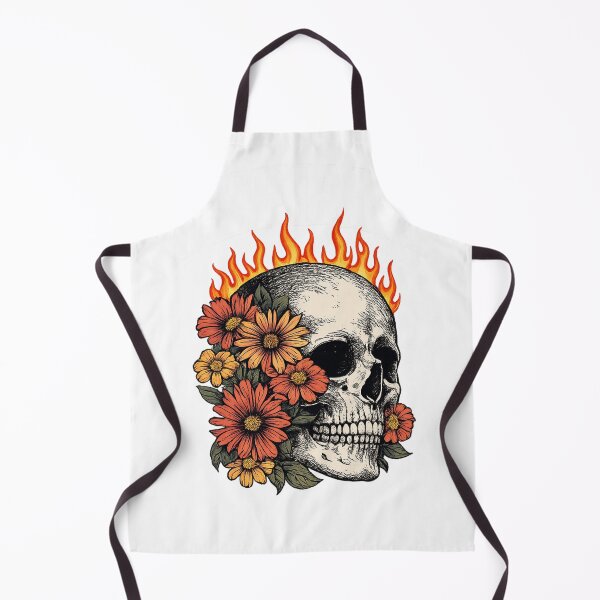 Item preview, Rebellious Skull Wrapped in Fiery Flowers designed and sold by VivaThread.