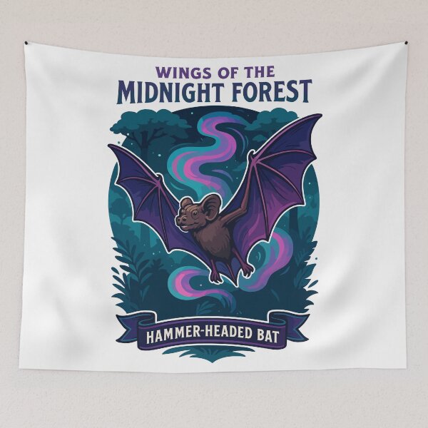 Item preview, Wings of the Midnight Forest – Hammer-Headed Bat Art designed and sold by WildlifeInc.