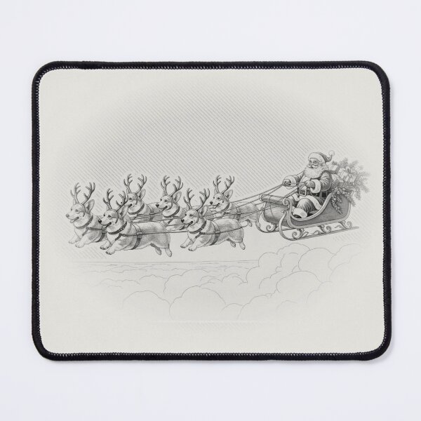 Item preview, Santa Corgi Sleigh Team Vintage Christmas designed and sold by RPrintPulse.