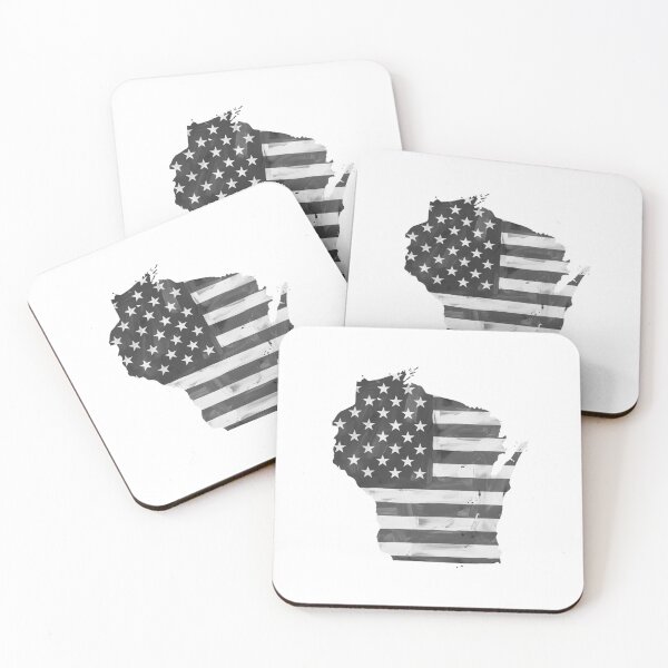 Item preview, Wisconsin State Stars & Stripes Silhouette – Black and White designed and sold by Paper Drip.