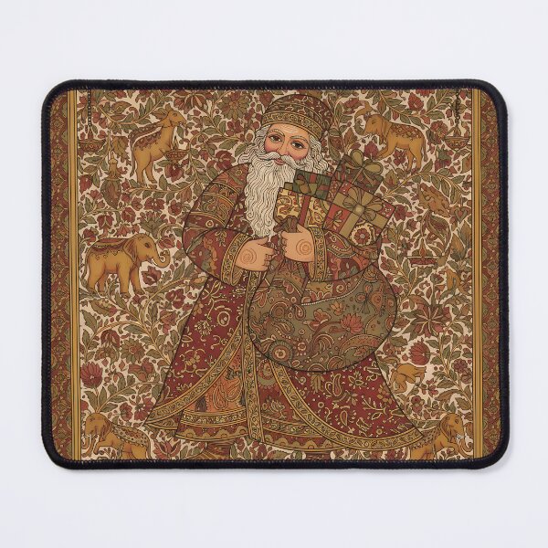 Item preview, “Kalamkari-Inspired Santa with Festive Gifts” designed and sold by digisetumedia.