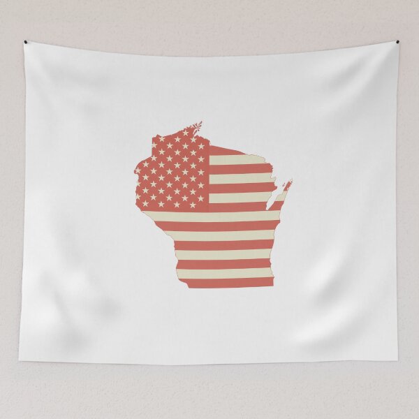 Item preview, Wisconsin USA Flag Silhouette – Stars and Stripes State Outline designed and sold by Paper Drip.