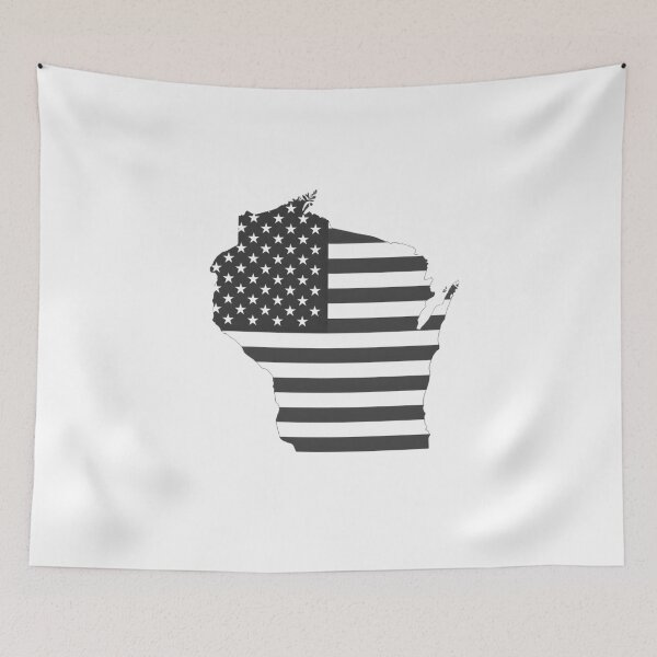 Item preview, Wisconsin State Stars & Stripes Silhouette – Black and White designed and sold by Paper Drip.