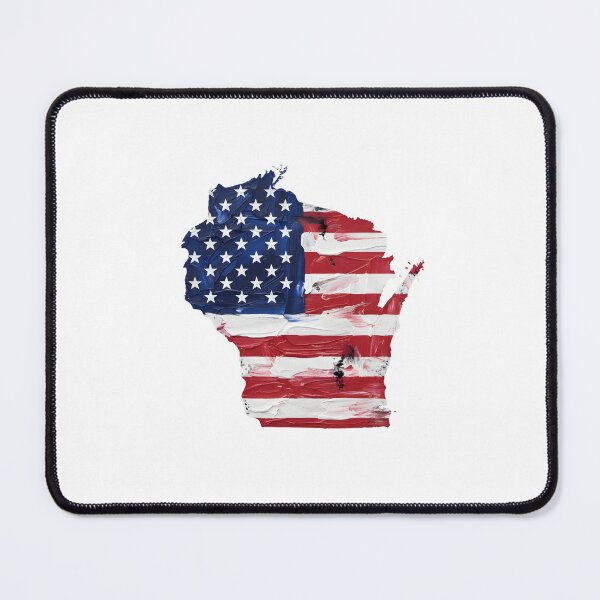 Item preview, Wisconsin Stars & Stripes State Silhouette – Distressed Americana designed and sold by Paper Drip.