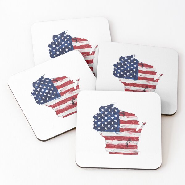 Item preview, Wisconsin Stars & Stripes State Silhouette – Distressed Americana designed and sold by Paper Drip.