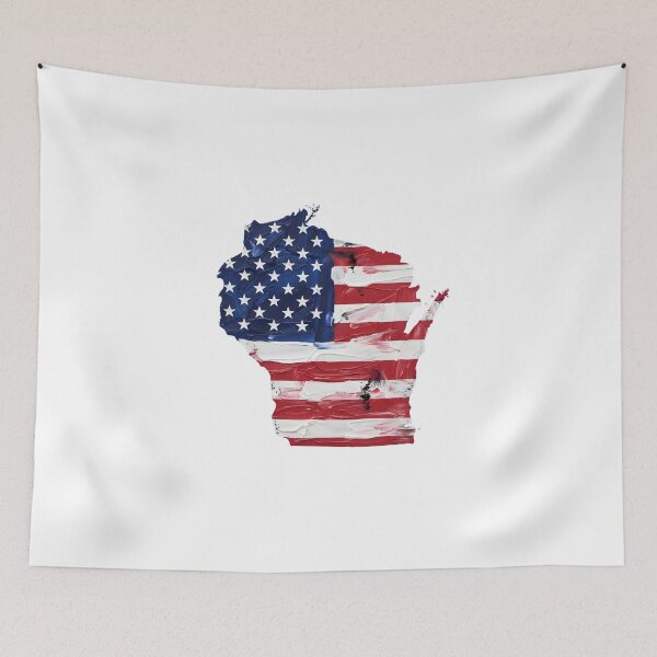 Item preview, Wisconsin Stars & Stripes State Silhouette – Distressed Americana designed and sold by Paper Drip.