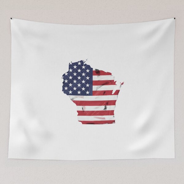 Item preview, Wisconsin Stars & Stripes State Silhouette – Distressed Americana designed and sold by Paper Drip.