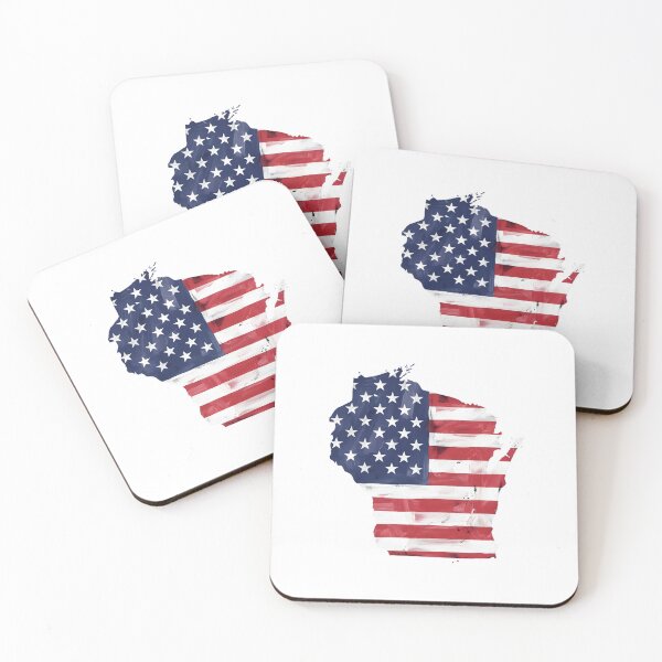 Item preview, Wisconsin Stars & Stripes State Silhouette – Distressed Americana designed and sold by Paper Drip.