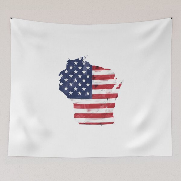 Item preview, Wisconsin Stars & Stripes State Silhouette – Distressed Americana designed and sold by Paper Drip.