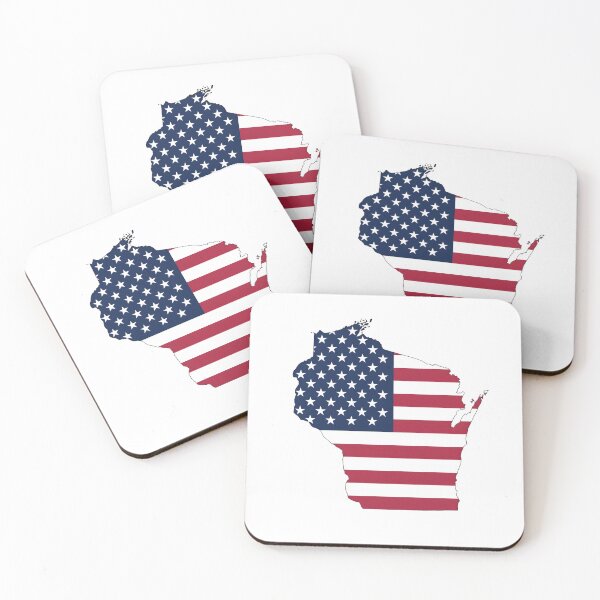 Item preview, Wisconsin Stars & Stripes State Silhouette – Distressed Americana designed and sold by Paper Drip.