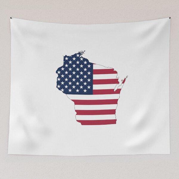 Item preview, Wisconsin Stars & Stripes State Silhouette – Distressed Americana designed and sold by Paper Drip.