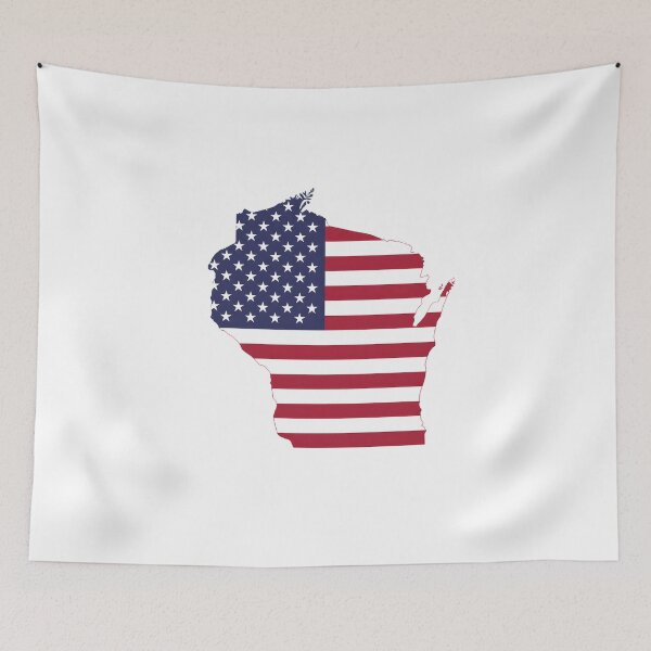 Item preview, Wisconsin Stars & Stripes State Silhouette – Distressed Americana designed and sold by Paper Drip.