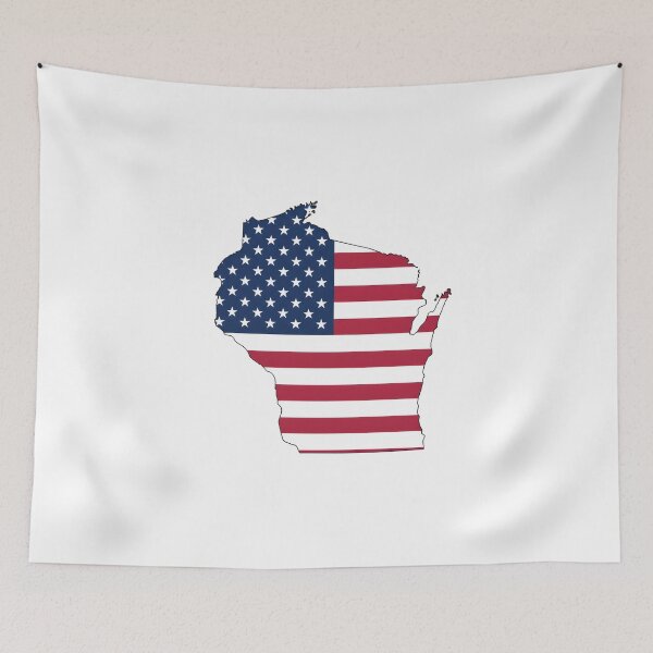 Item preview, Wisconsin Stars & Stripes State Silhouette – Distressed Americana designed and sold by Paper Drip.