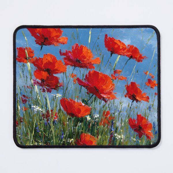 Item preview, Bright Red Poppies Vertical Meadow in Clear Blue Sky designed and sold by daila70.