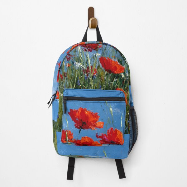 Artikelvorschau, Leuchtend rote Mohnblumen, vertikale Wiese vor klarem, blauem Himmel entworfen und verkauft von daila70.