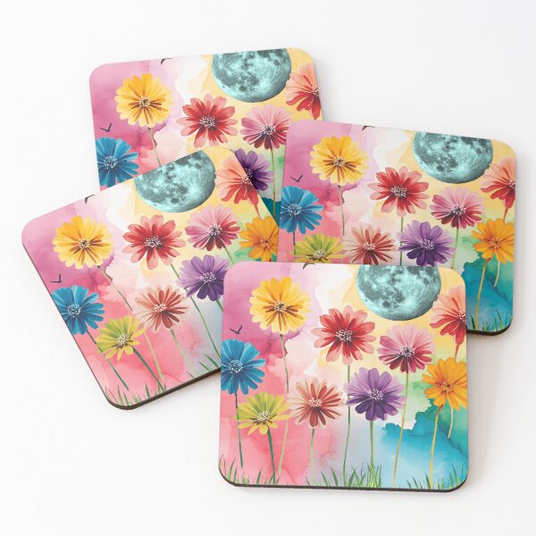 Item preview, Watercolor Flowers with Full Moon designed and sold by AndysTeeShop.