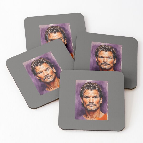 Item preview, PATRICK SWAYZE ORANGE PURPLE WATERCOLOR PORTRAIT designed and sold by ThomasSchott.