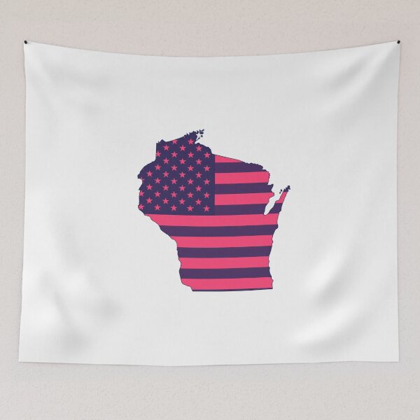 Item preview, Wisconsin USA Flag Silhouette – Stars and Stripes State Outline designed and sold by Paper Drip.