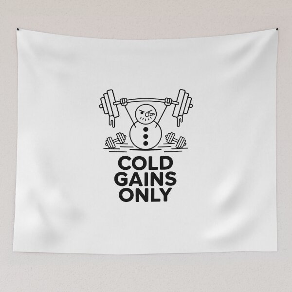 Item preview, Cold Gains Only Minimalist Line Art Snowman Winter Fitness Meme designed and sold by WSPrintCrafter.