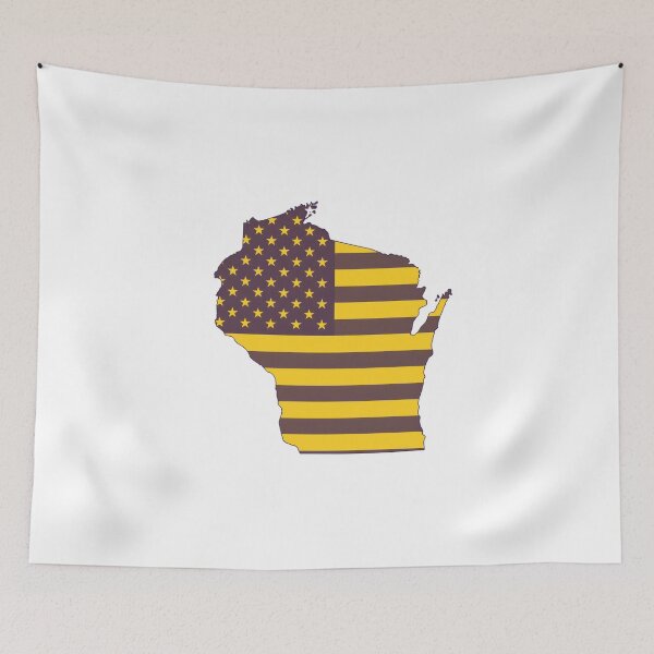 Item preview, Wisconsin USA Flag Silhouette – Stars and Stripes State Outline designed and sold by Paper Drip.