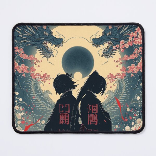 Item preview, Twin Samurai Under Crescent Moon – Yin-Yang Dragons & Sakura Storm (Ukiyo-e Anime) designed and sold by Vandy Fullam.