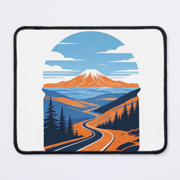 Item preview, Retro Mountain Landscape Sticker | Burnt Orange Blue Geometric Travel Badge | Minimalist Adventure Road Trip Art designed and sold by Cherrydora.