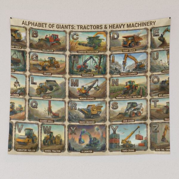 Item preview, A-Z Tractors & Heavy Equipment Alphabet  designed and sold by Darktideprints.