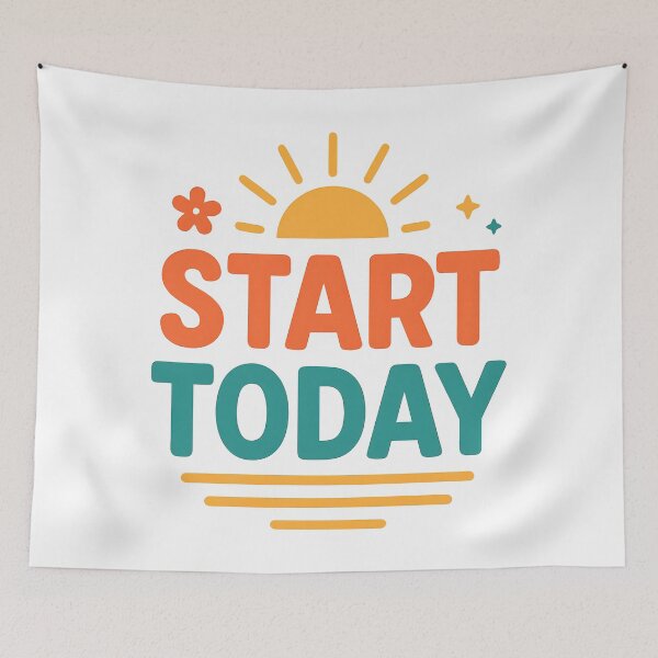 Item preview, Start Today Motivational Sunrise Quote Design. designed and sold by The-T-In-Retro.