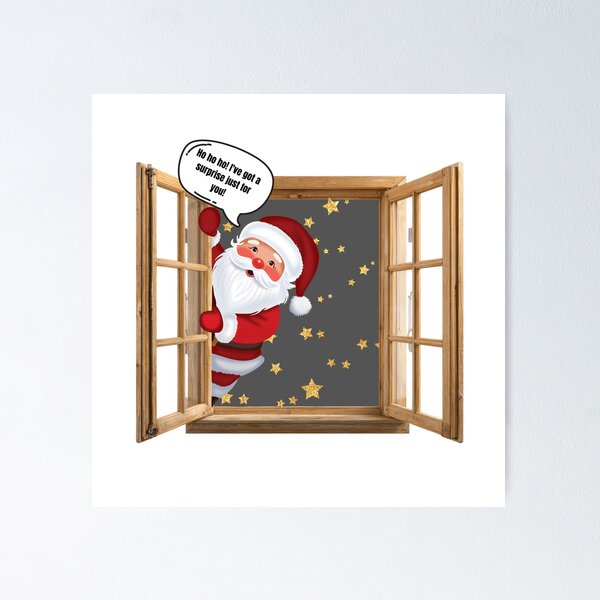 Item preview, Santa Surprise at the Window – Cute Christmas Holiday Art designed and sold by MomentumbyOla.
