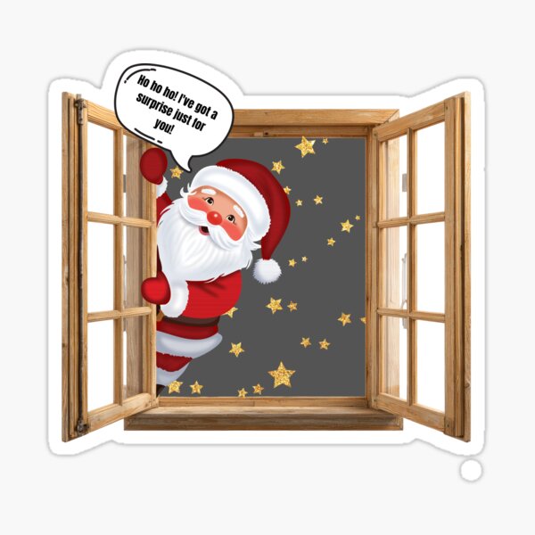 Item preview, Santa Surprise at the Window – Cute Christmas Holiday Art designed and sold by MomentumbyOla.