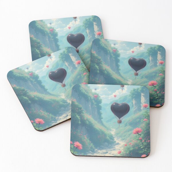 Item preview, Heart-shaped balloons over a blooming landscape designed and sold by Mianku | Für das Leben.