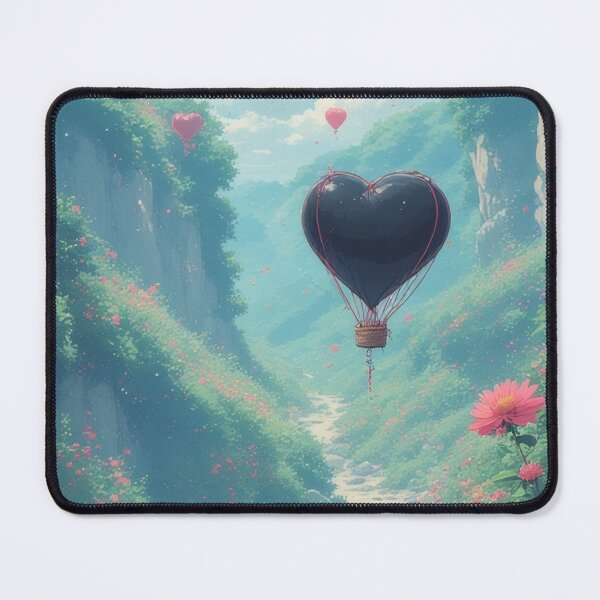 Item preview, Heart-shaped balloons over a blooming landscape designed and sold by Mianku | Für das Leben.