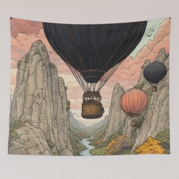 Item preview, Hot air balloons over rugged mountain scenery designed and sold by Mianku | Für das Leben.