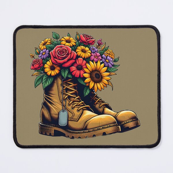 Item preview, Floral Combat Boots & Dog Tags designed and sold by GREENZ0NE.