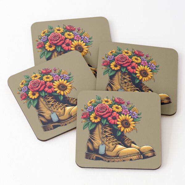 Item preview, Floral Combat Boots & Dog Tags designed and sold by GREENZ0NE.