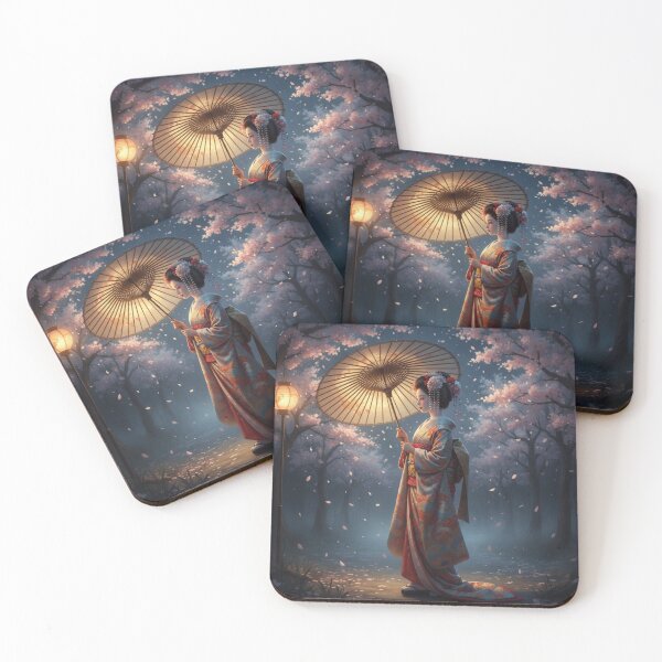 Item preview, Maiko Under the Night Sakura | Japanese Elegance & Lantern Light Art designed and sold by Mori-no-Akari.